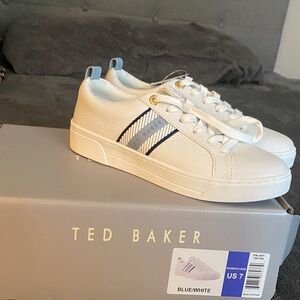 Ted Baker White Sneakers with Navy Accents